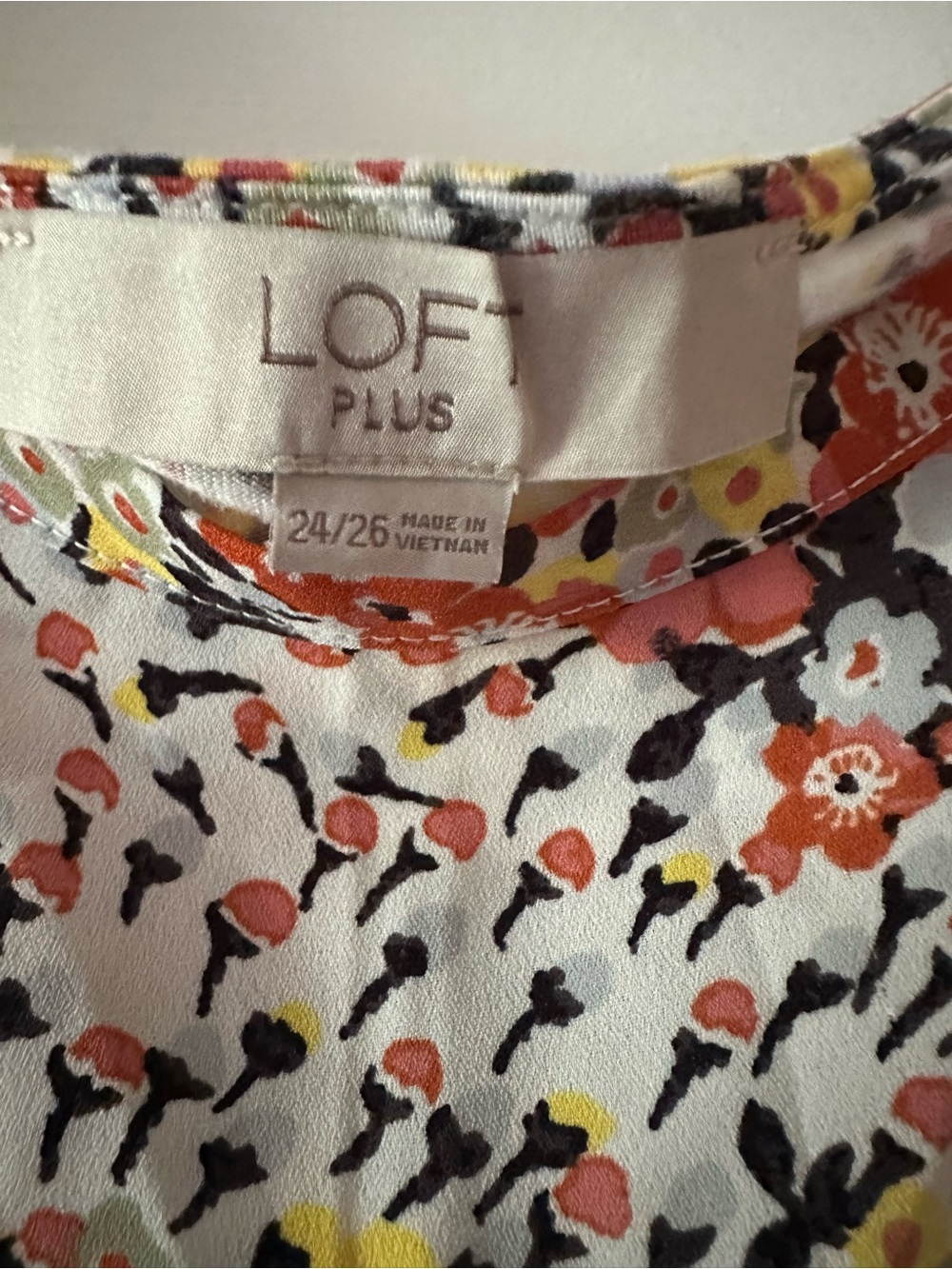 LOFT Plus Floral Print Blouse in White, Pink, Yellow, Black